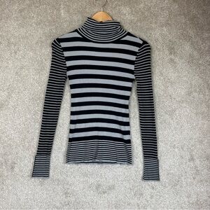 White House Black Market Sweater Womens Extra Small Black Gray Turtleneck- 3860